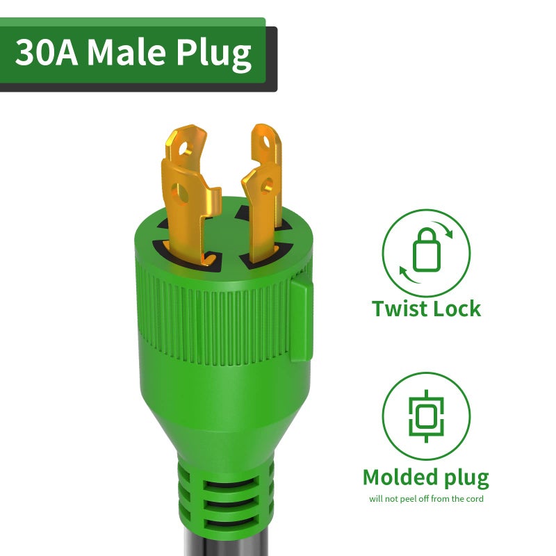 RVGUARD Welder Adapter, Generator 4 Prong 30 Amp to Welder 50 Amp Adapter, NEMA L14-30P to 6-50R Welding Adapter, 12 Inch, Green - Image 4